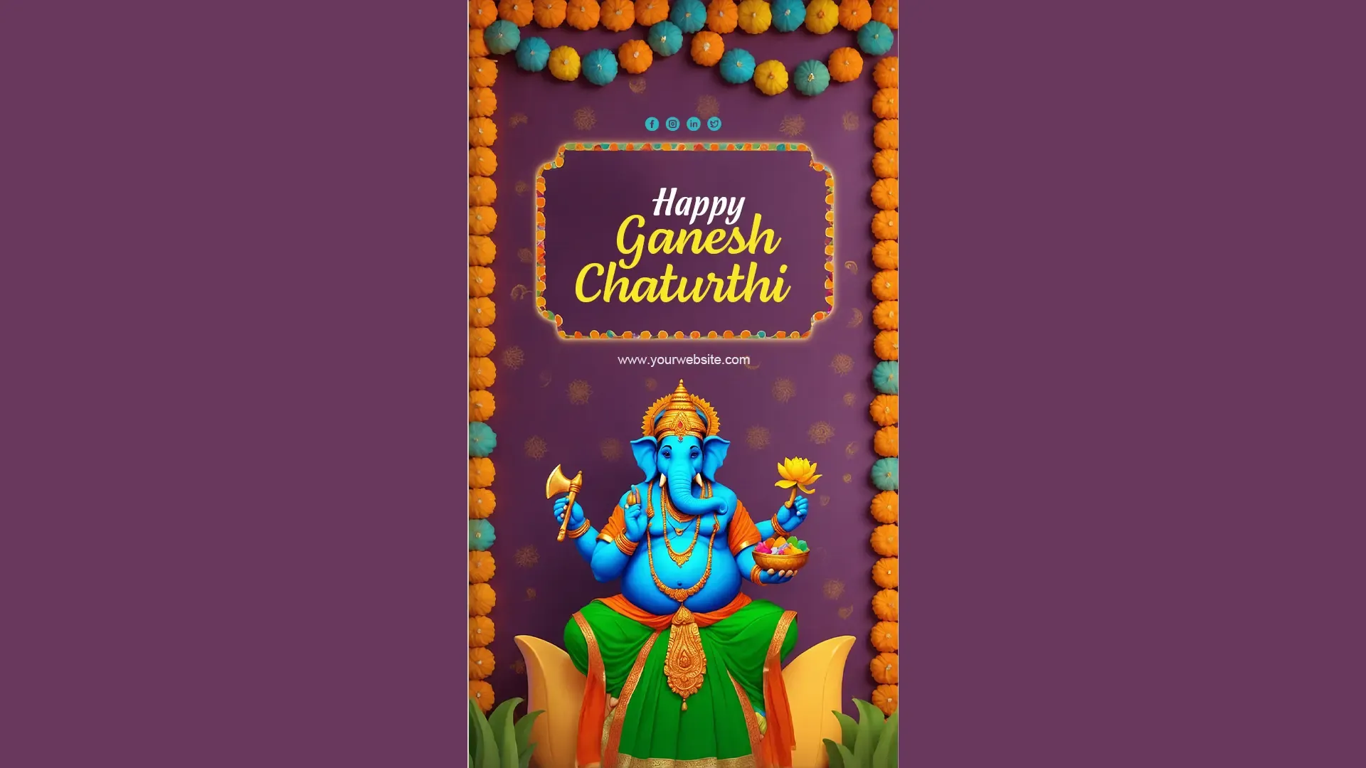 Elegant Ganesh Chaturthi Instagram Story Template with Floral Accents